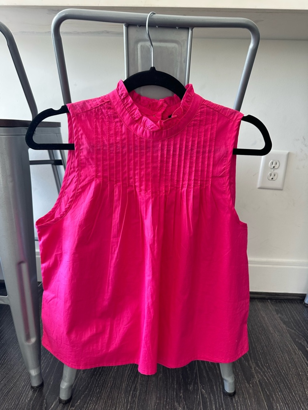 J. Crew Sleeveless Pintuck Shell - Hot Pink